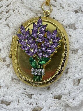 Lavender rhinestone SALE Photo Locket Keepsake Anniversary FALL GIFT's Gift wife